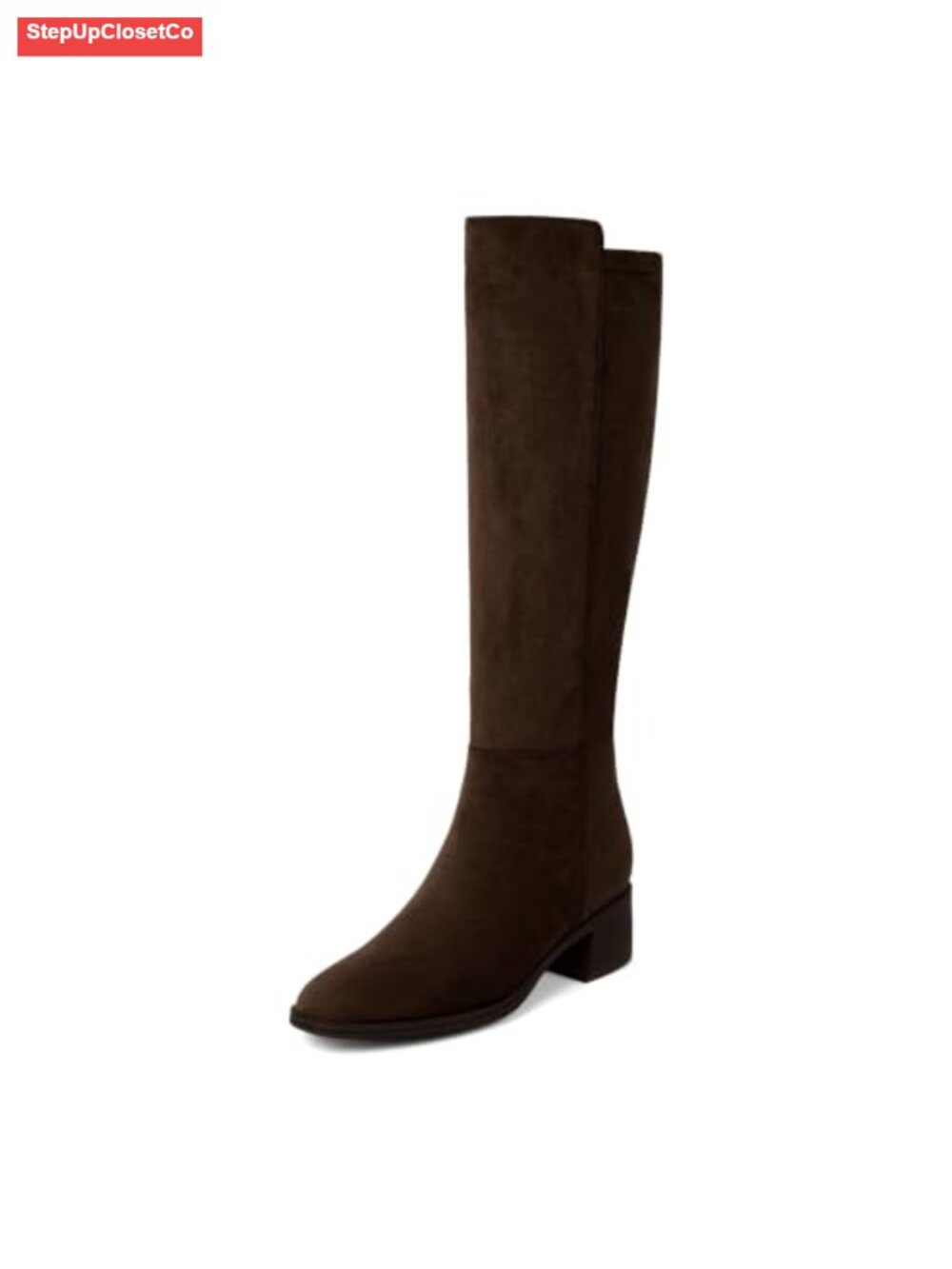 Faux Suede Knee High Boots Chunky Block Heel Tall Boots